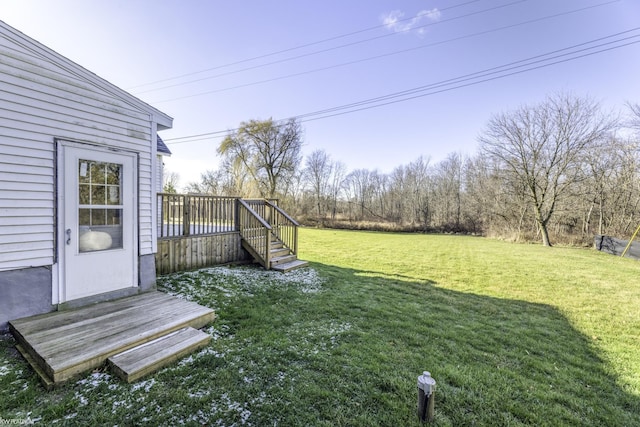 view of yard with a deck