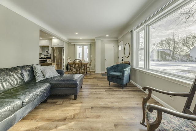 living room with light wood-type flooring