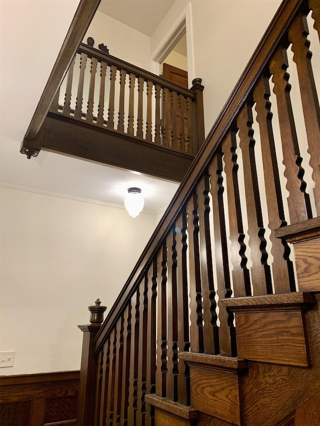 stairs with a high ceiling