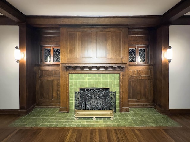 unfurnished living room with dark hardwood / wood-style flooring