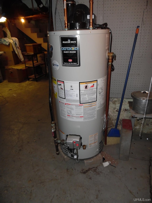 utility room featuring water heater