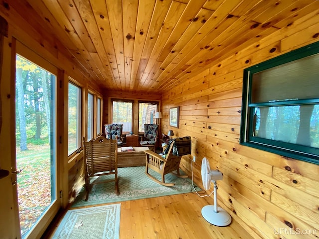 interior space featuring wooden ceiling