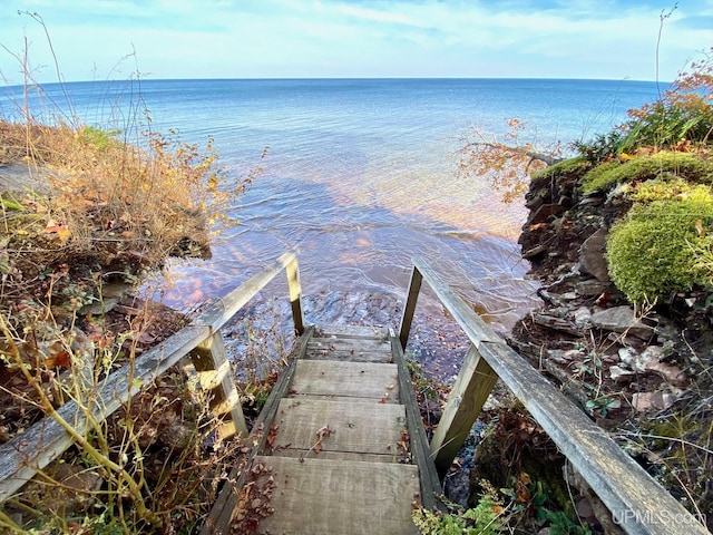 view of water feature featuring a beach view