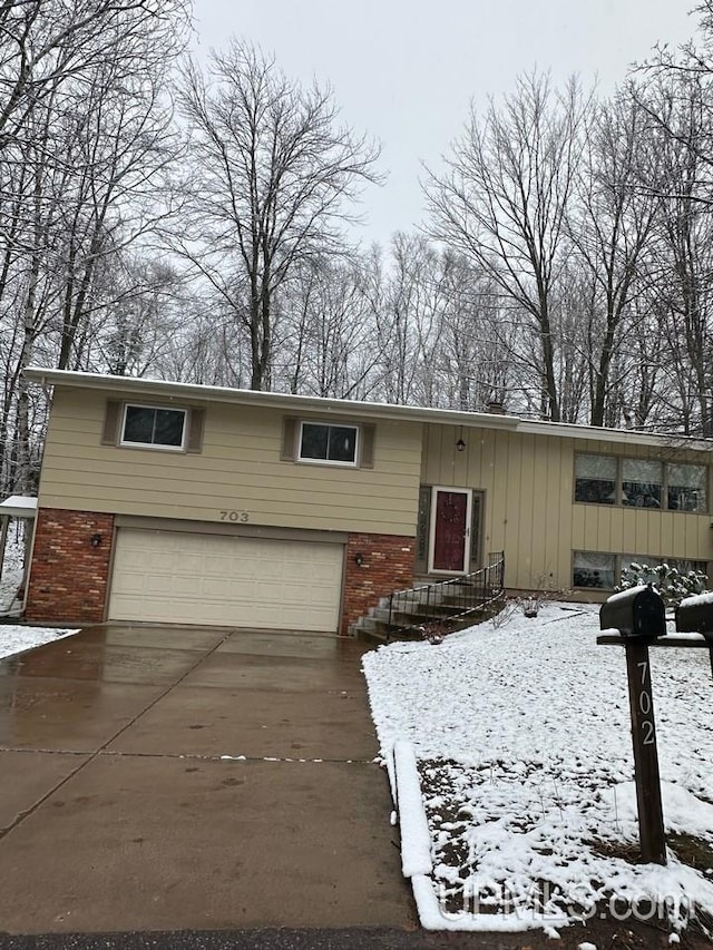 raised ranch with a garage