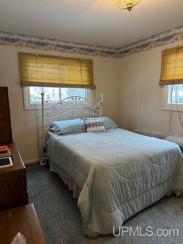 carpeted bedroom with multiple windows