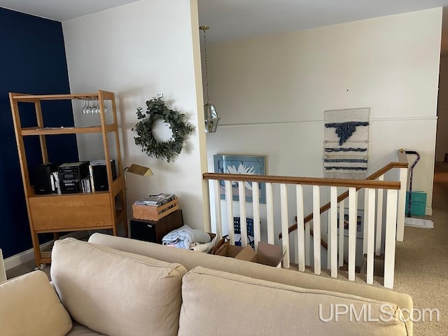 living room with carpet floors