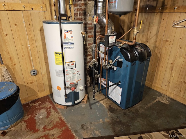 utility room with water heater