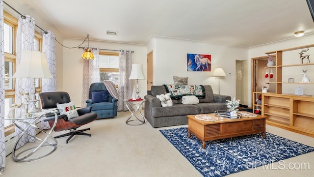 living room with carpet