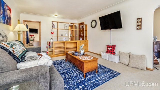 living room featuring carpet flooring