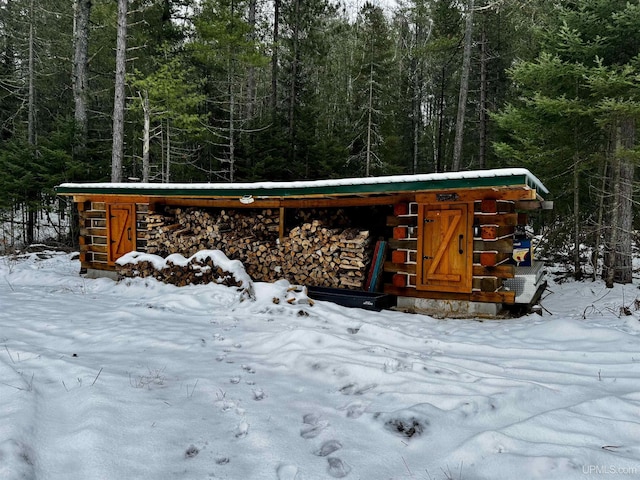 view of snow covered structure