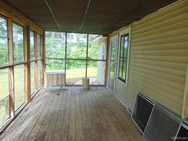 view of unfurnished sunroom