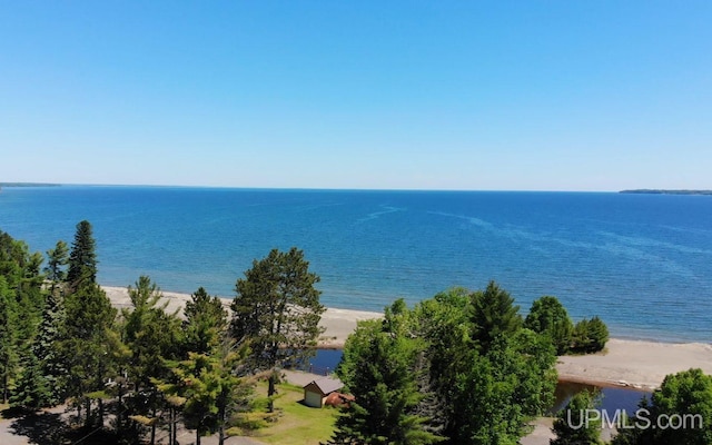 view of water feature with a view of the beach