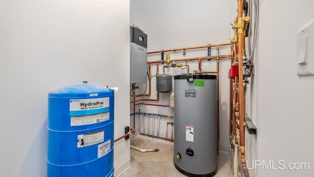 utility room featuring gas water heater