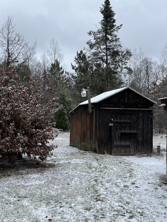 view of snow covered structure