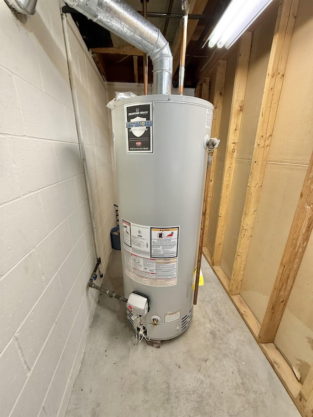 utility room featuring gas water heater