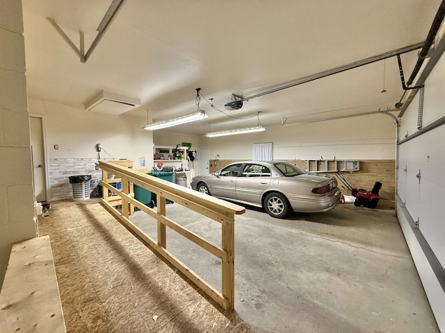 garage with a garage door opener