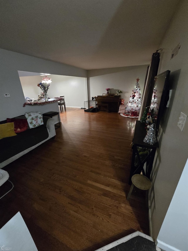 living room featuring dark hardwood / wood-style floors