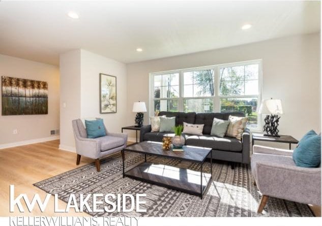 living room featuring light hardwood / wood-style floors