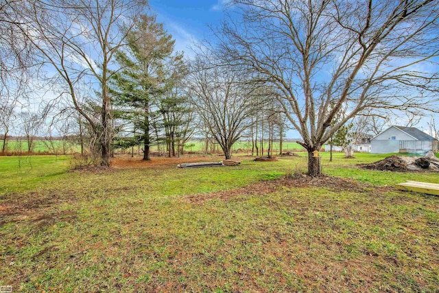 view of yard with a rural view