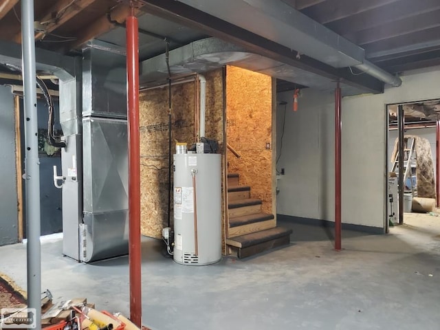 basement with water heater