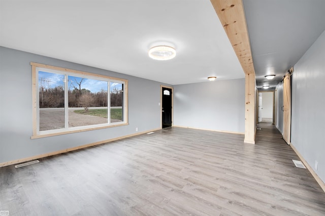 unfurnished living room with light hardwood / wood-style flooring