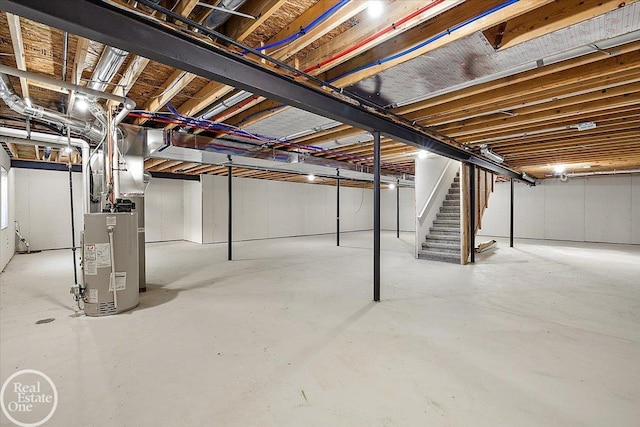 basement with gas water heater