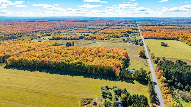 birds eye view of property featuring a rural view