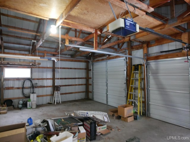 garage with a garage door opener