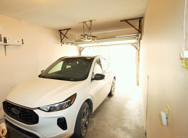 garage with a garage door opener