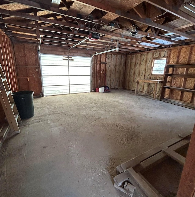 garage with a garage door opener