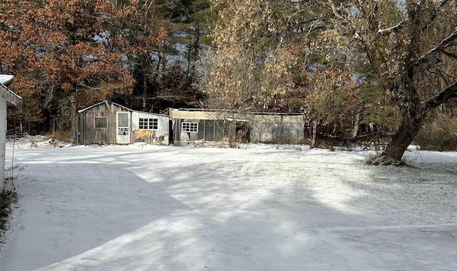 exterior space with an outbuilding