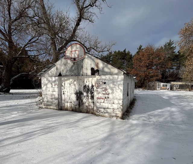 view of snow covered structure