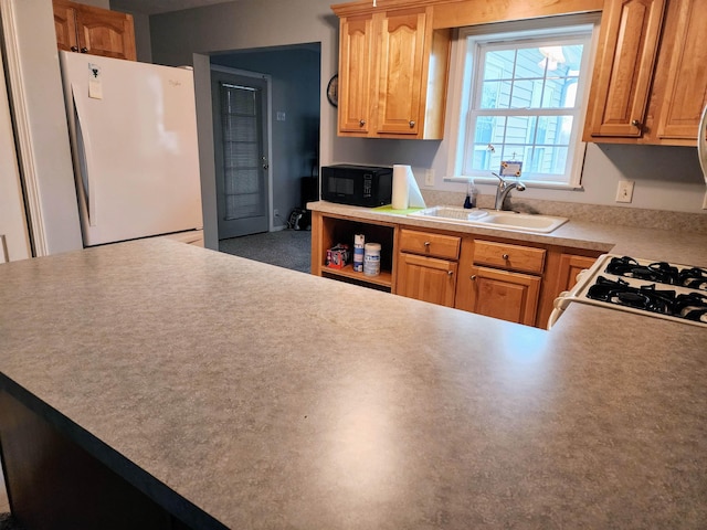 kitchen with white appliances and sink