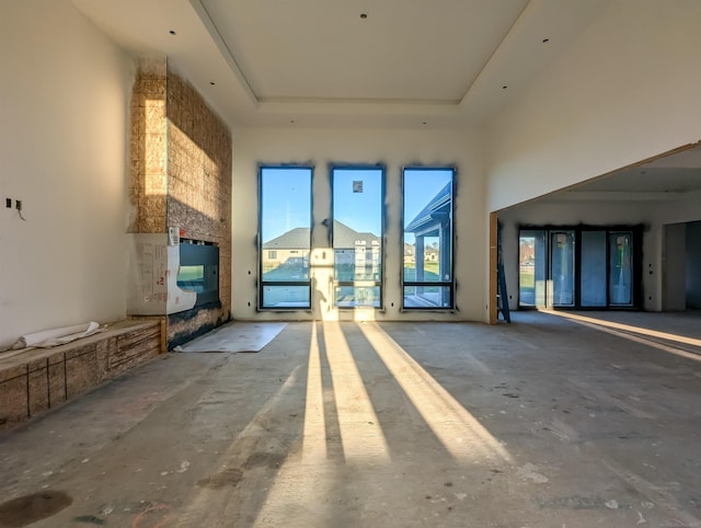 interior space with a raised ceiling