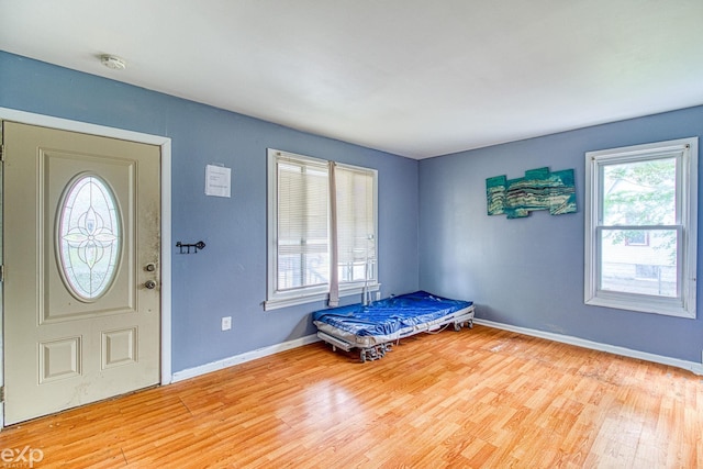 foyer with light hardwood / wood-style floors