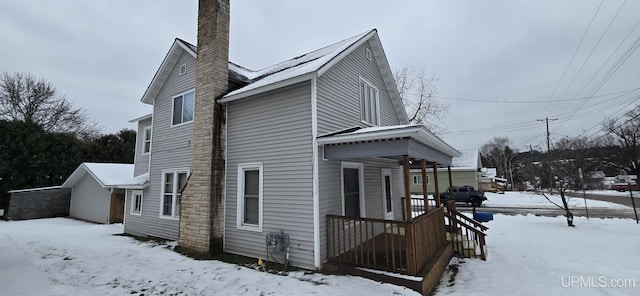 view of snow covered exterior