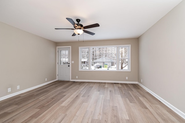 interior space featuring ceiling fan and light hardwood / wood-style flooring