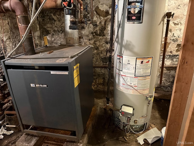 utility room with water heater