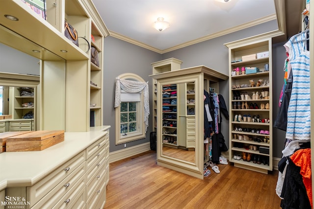 walk in closet featuring light wood-type flooring