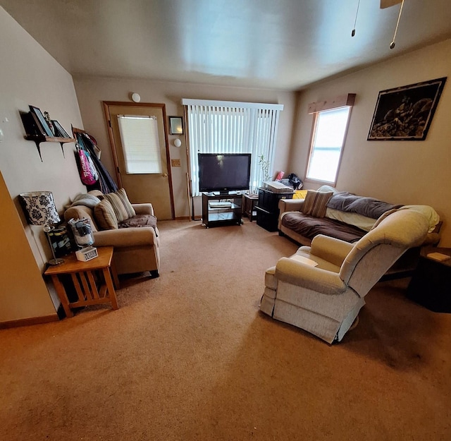 living room featuring carpet