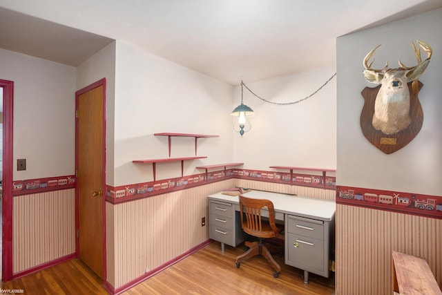 home office featuring light hardwood / wood-style floors