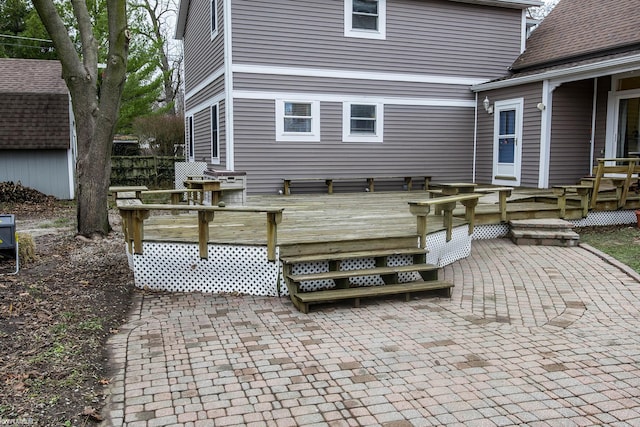 deck with a patio