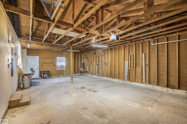 garage with a garage door opener