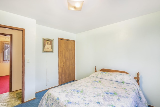 bedroom with a closet and carpet