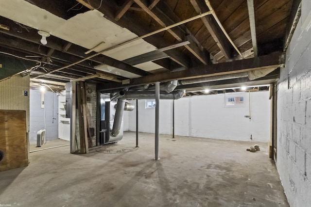 basement with heating unit