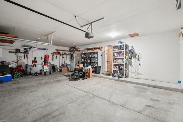 garage with a garage door opener