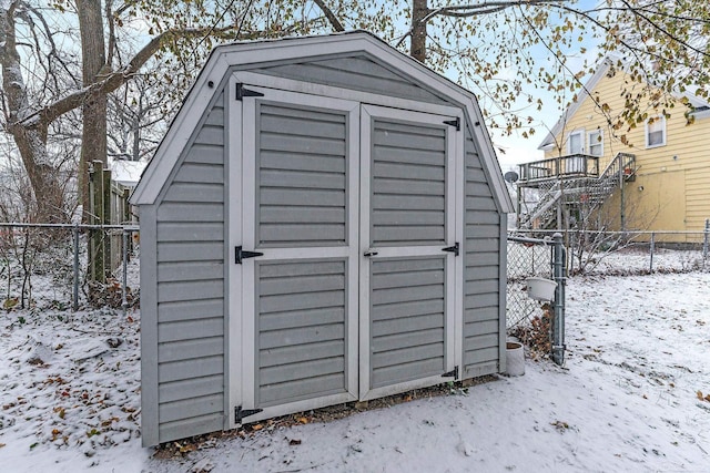 view of snow covered structure