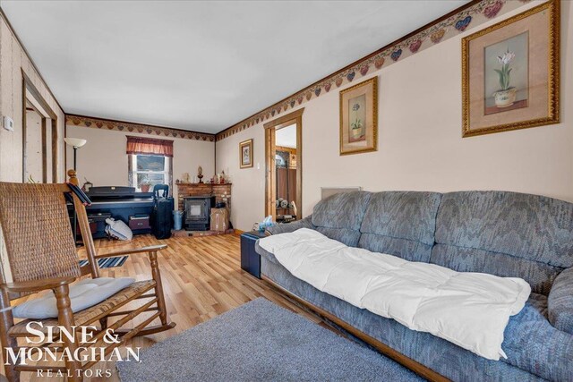 living room with hardwood / wood-style flooring