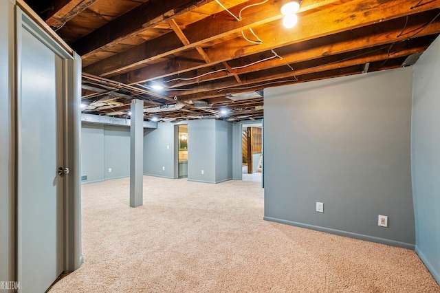 basement with carpet