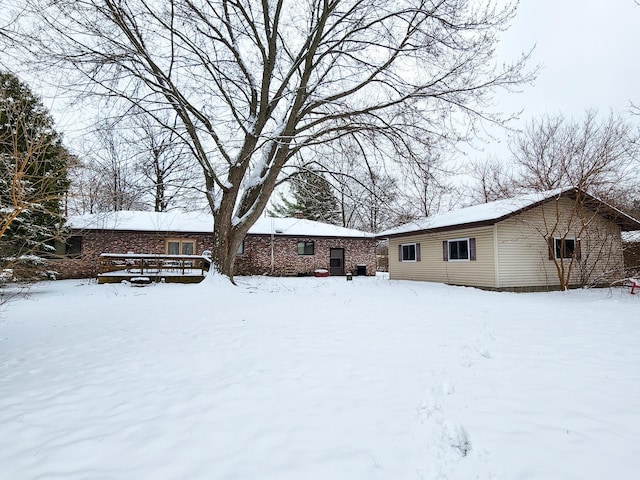 view of snow covered property